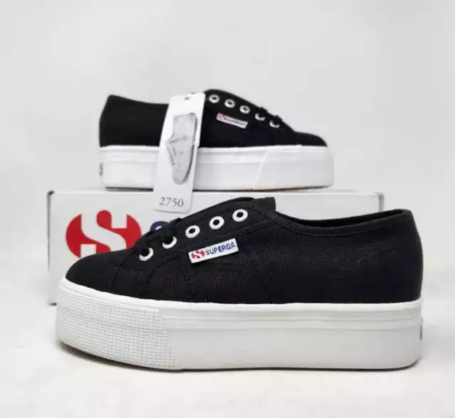 New women's 6 (Euro 36) Superga 2790A COTW black platform low top sneakers