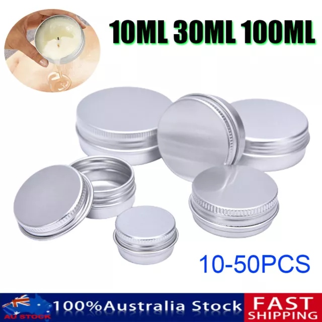 10-50X Silver Aluminium Empty Cosmetic Pot Lip Balm Jar Tin Container Box Small