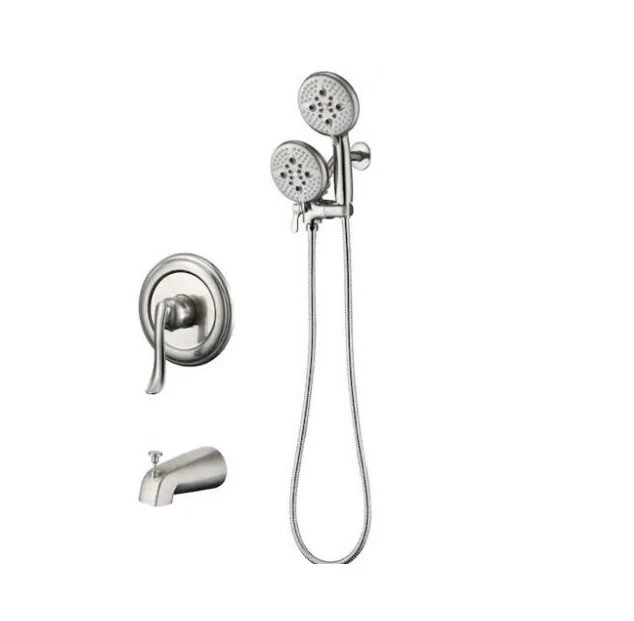 Ello&Allo Tub & Shower Faucet 5 in. Head in Brushed Nickel w/Valve AS-N-T1002