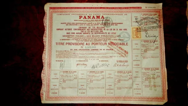 lot de 8 emprunts du canal interocéanique de Panama 1888