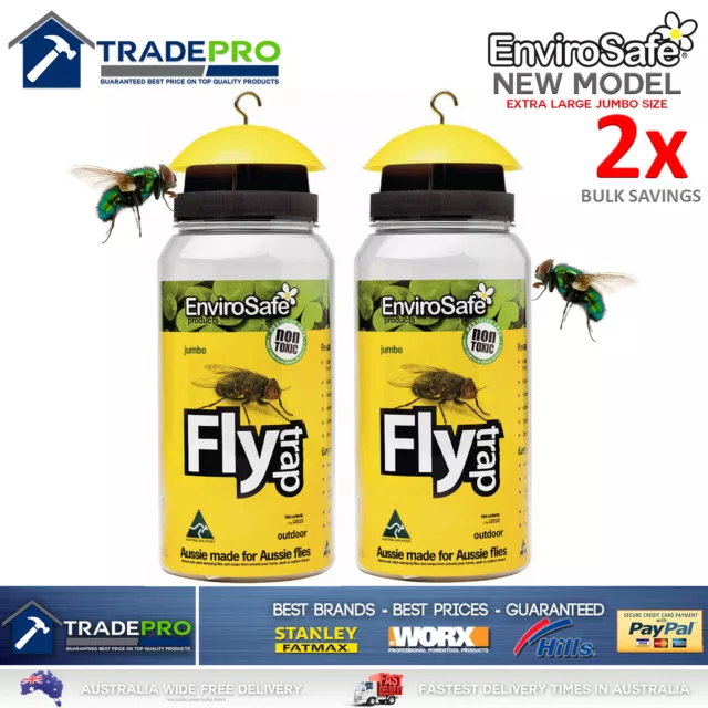 2x Fly Wasp Trap XL Jumbo EnviroSafe® Ultimate with Bait Blow Horse HouseCatcher