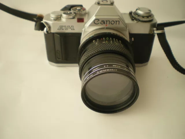 40432 Kamera Canon AV-1 +Chinon 1:2,8 F=28mm Weitwinkel 4 Filter Tasch Anleitung