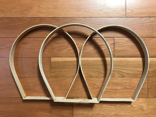 Basket Weaving Supplies Lot of 3 Handles Frames Natural Oak Baskets 1 1/8"