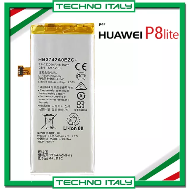 BATTERIA PER HUAWEI P8 LITE HB3742A0EZC+ 2200mAh RICAMBIO PARI ALL'ORIGINALE