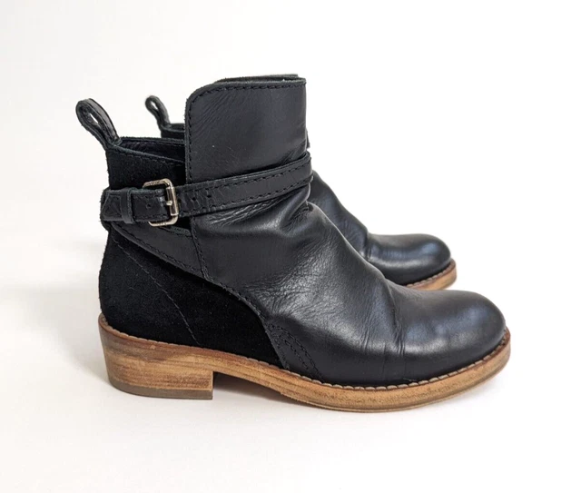 ACNE STUDIOS Clover Ankle Moto Boots Leather Suede - Black - 35 US 5