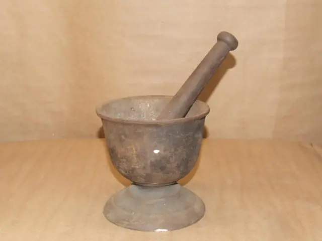 Vtg Antique Cast Iron Footed Mortar & Pestle Vintage Pharmacy Apothecary Tool