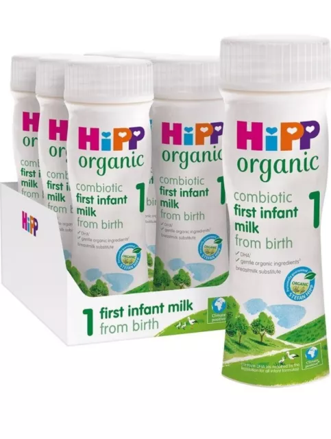 24 X 200ml Hipp Organic 1 First infant Baby Milk Combiotic Formula Ready Made