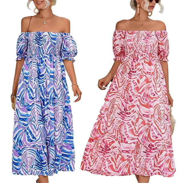 Moda Vestito Fiori Vestito Estivo Donna Maxi Abito Estivo