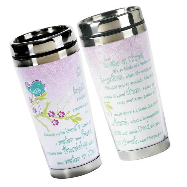Dear Sister in Christ 16 Oz. Stainless Steel Insulated Travel Mug with Lid