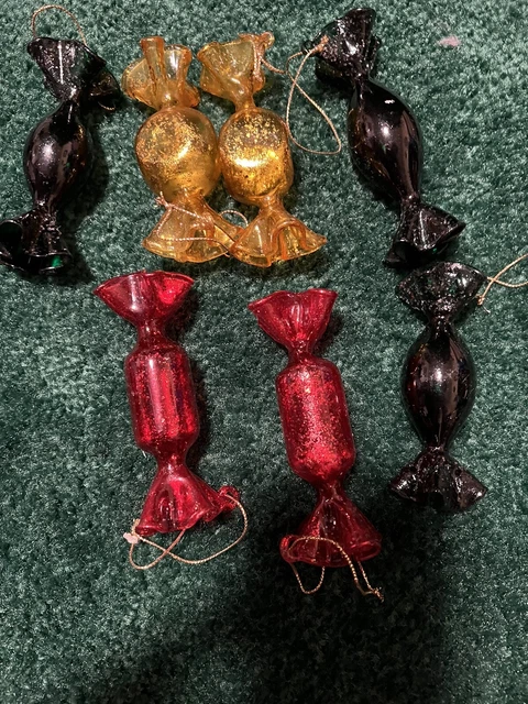 VINTAGE HANDBLOWN CHRISTMAS CANDY PURCHASED AT PIER 1 SET OF 7 Misplaced ONE