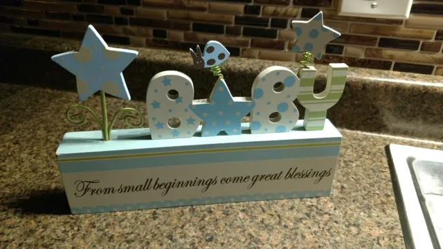 Baby Boy From Small Beginnings Come Great Blessings Decoration Blue Keepsake