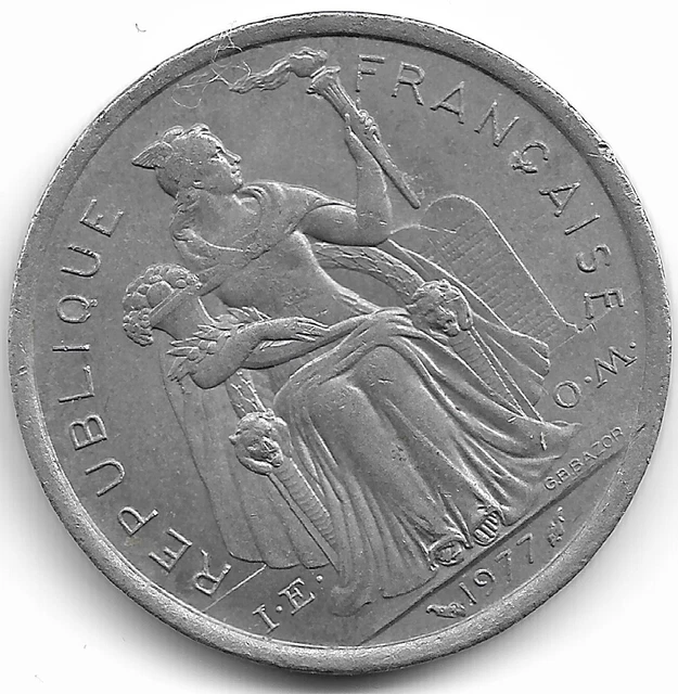 French Polynesia 2 Francs 1977 KM# 10