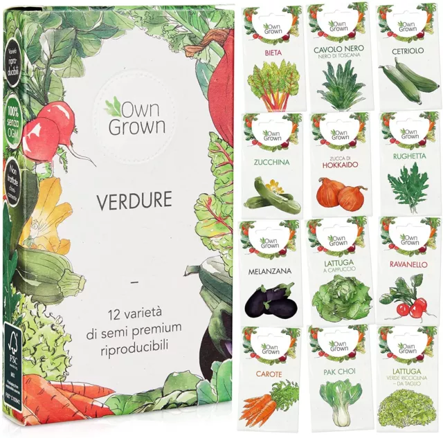 KIT SEMI BIOLOGICI di Ortaggi Misti Da Piantare Per Giardinaggio Set 12  Varietà EUR 22,00 - PicClick IT