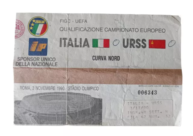 *HH* Biglietto Ticket Calcio Football Partita Italia Urss Roma 1990 Europei