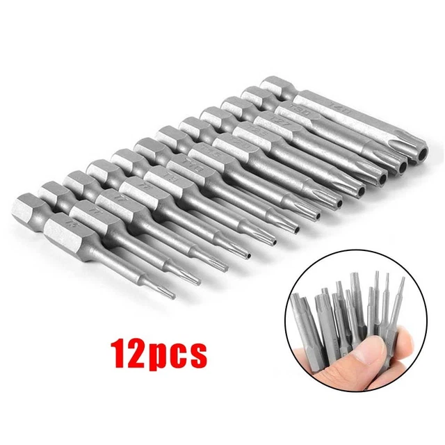 12 X T5-T40 Torx-Bit Set Quick Change Driver Drill Security Tamper ...