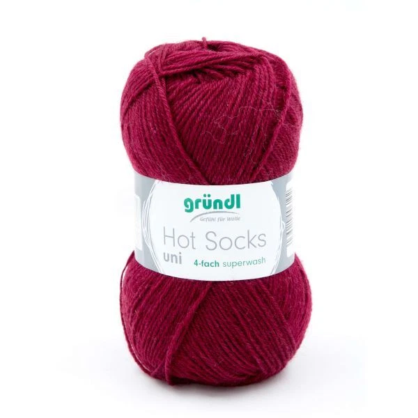 Gründl Wolle Hot Socks uni 50 g bordeaux Handarbeit