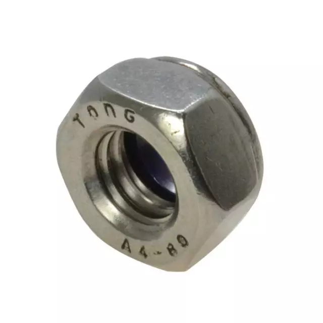 G316 Marine Stainless Steel M6 (6mm) Metric Coarse Hex Nyloc Insert Nut 2