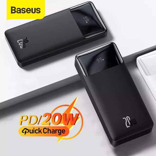 Baseus 20000mAh Power Bank Externer Akku USB Typ C 3 Port 20W Schnell Ladegerät