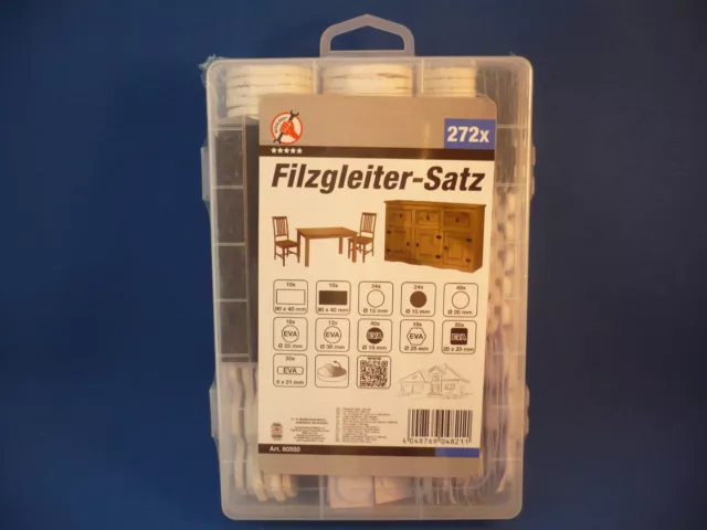 Filzgleiter-/Rutschstopper-Satz, selbstklebend, diverse Sorten, 272-tlg. !!!