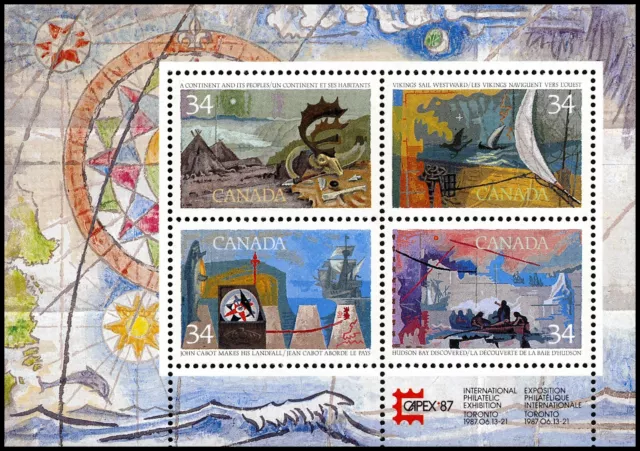 Canada Stamps Souvenir Sheet of 4, Exploration of Canada 1, #1107b MNH