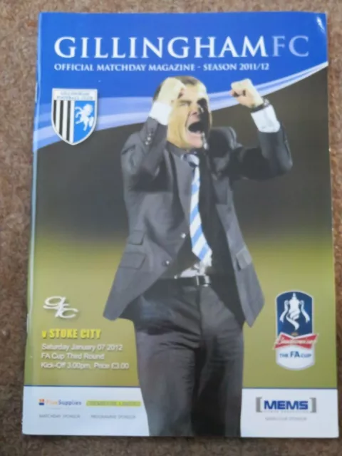 Gillingham Stoke City Fa Cup 3Rd Round January 2012 Match Programme