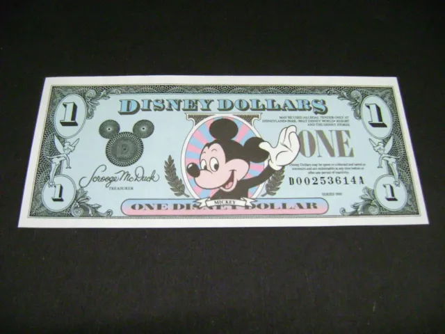 1990 Disney Dollar $1.00 crisp uncirculated D series  D00253614A