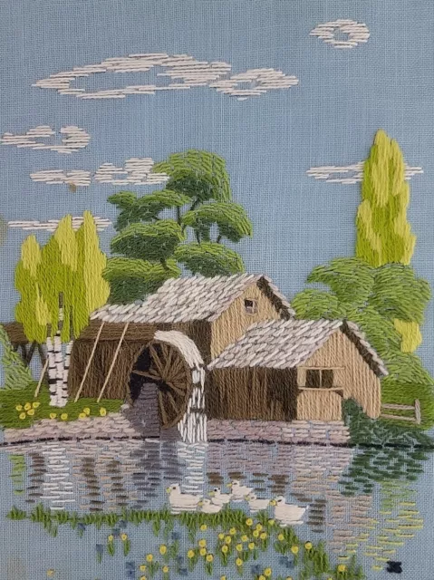 Molino GristMill Acabado Crewel Granja Pato Azul Multicolor Nudo Francés De Colección