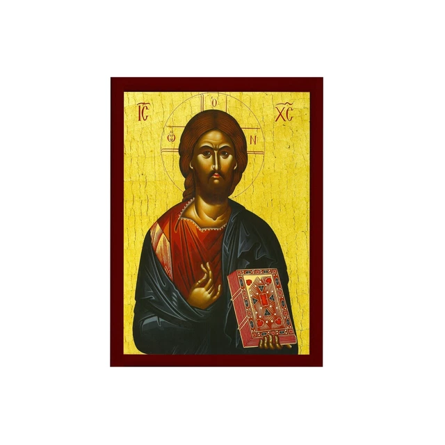 JESUS CHRIST ICON, Handmade Greek Orthodox icon of our Lord, Byzantine ...