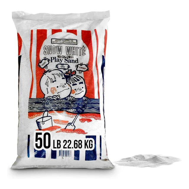 US Silica Snow White Comfortable Play Sand for Sand Tables, White, 50 Pound Bag