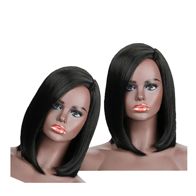 Black Woman Synthetic Wig Fahion Straight Middle-Length Wig Hair Cover Stylish