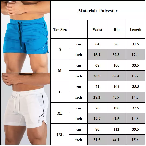 Mens Gym Running Shorts Casual Sports Training Fitness Elastic Waist Short Pants 3