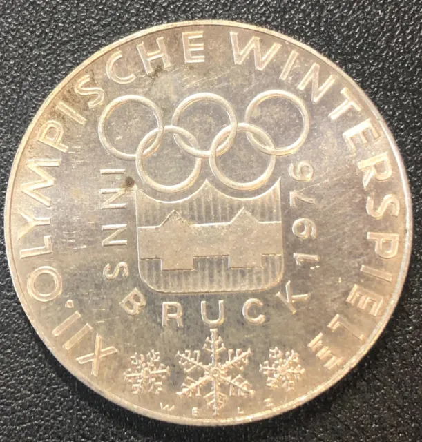 1976 Austria 100 Schilling Silver Winter Olympics Innsbruck Proof Like UNC Coin