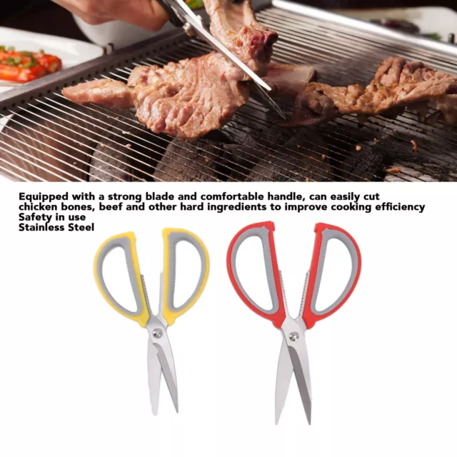 2Pcs Kitchen Scissors Stainless Steel Blade Serrated Edges Heavy Duty Meat Sc FR