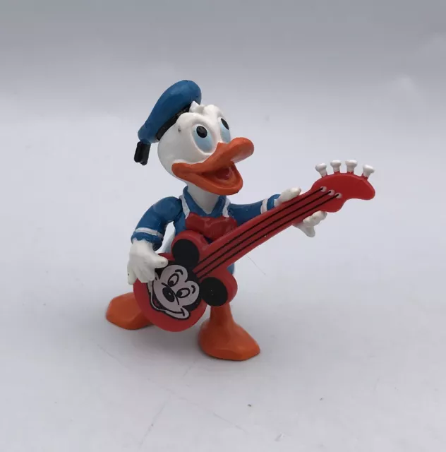 DONALD DUCK w/RED GUITAR Mickey Cake Topper PVC Vintage Applause Figure Disney