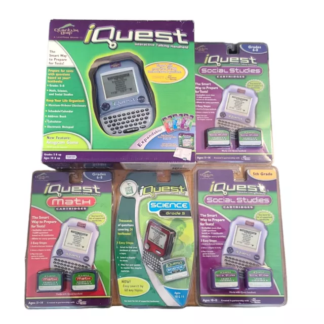 LeapFrog Quantum Leap iQuest Handheld Learning System w/ Grade 5 Math &  Science 