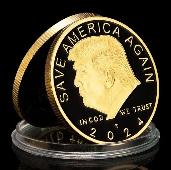 Donald Trump 2024 Save America Again Challenge Coin with 5x7 US Flag