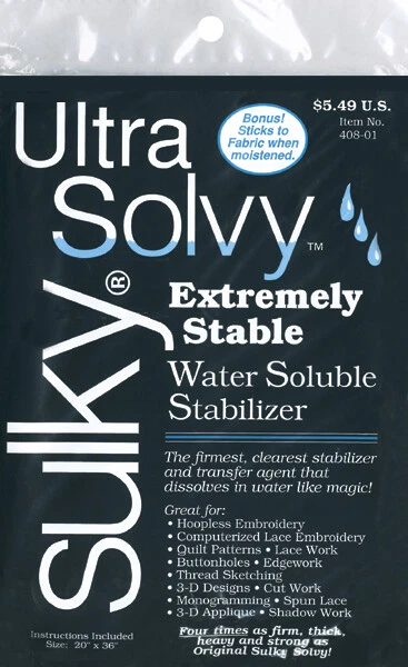 Paquete de 2 estabilizador soluble en agua Sulky Ultra Solvy-19.5"X36"" -408-01