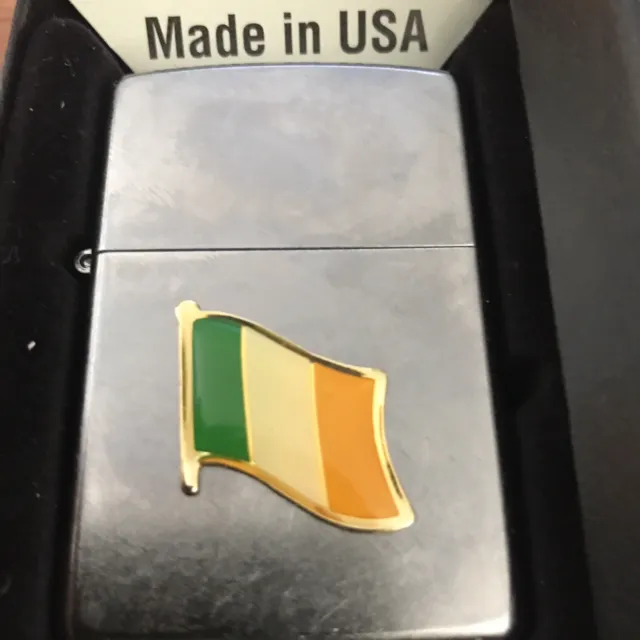 Irish Flag Emblem Zippo Lighter in Box