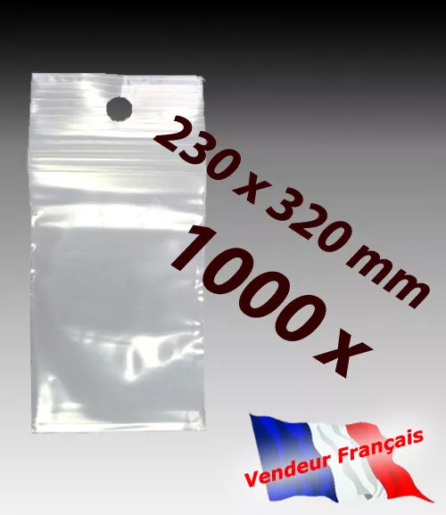 LOT 1000  sachets pochette plastique zip 230x320 23x32 sac alimentaire  pochon f