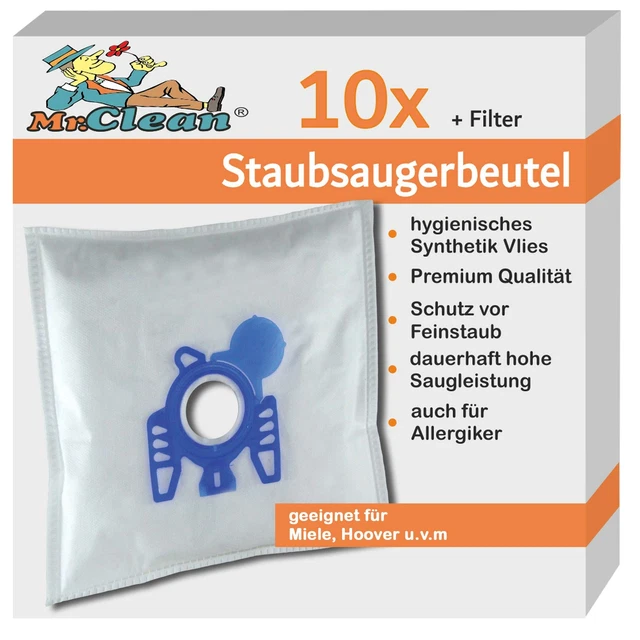 MisterVac 20x SG Staubsaugerbeutel Kompatibel Mit Hoover TE70/TE10 Telios Plus – Mehrlagiges Vlies