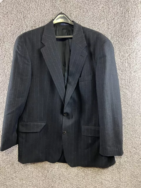 Chaps Ralph Lauren Dark Gray Striped Wool Suit Jacket Sport Coat Men's Size 46T