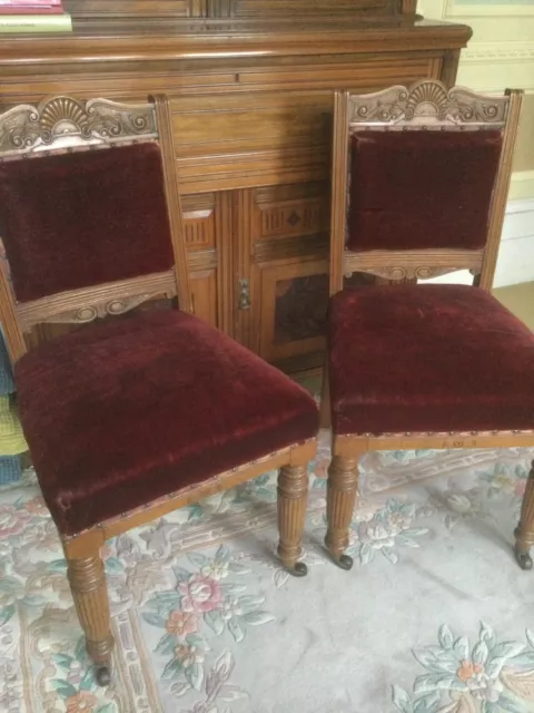 Pair of oak carved antique chairs