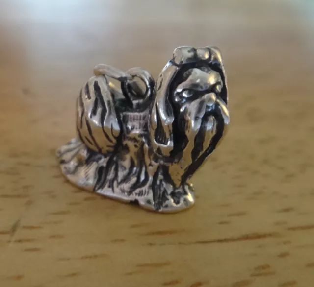 Sterling Silver 3D 14x17mm Shih Tzu or Lhasa Apso Dog Charm