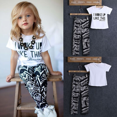 Summer Kids Girls Boy Casual Clothes Cotton T-shirt Zebra Pants Outfits Sets