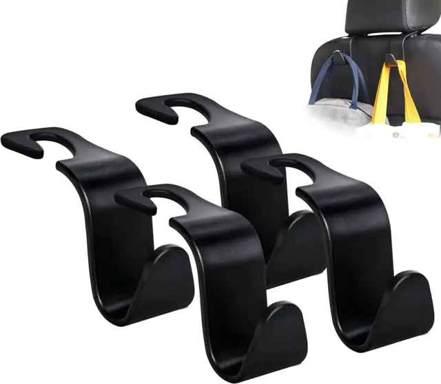 Car Seat Headrest Hook 4 Pack Hanger Storage Organizer Universal for Handbag Pur
