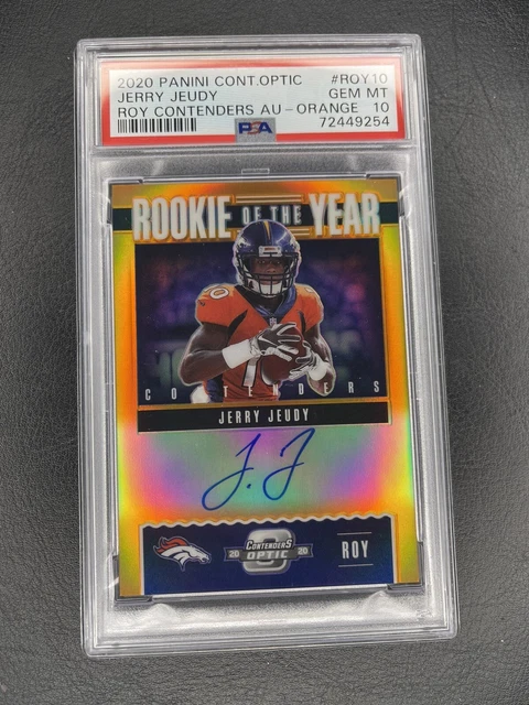 2020 Jerry Jeudy Orange Optic Contenders ROY Rookie Auto Prizm /50 PSA 10 POP 2