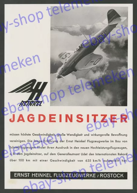 Reklame Rekordflugzeug Heinkel He 112 Rostock Henschel Flugzeug-Werke Berlin ´39