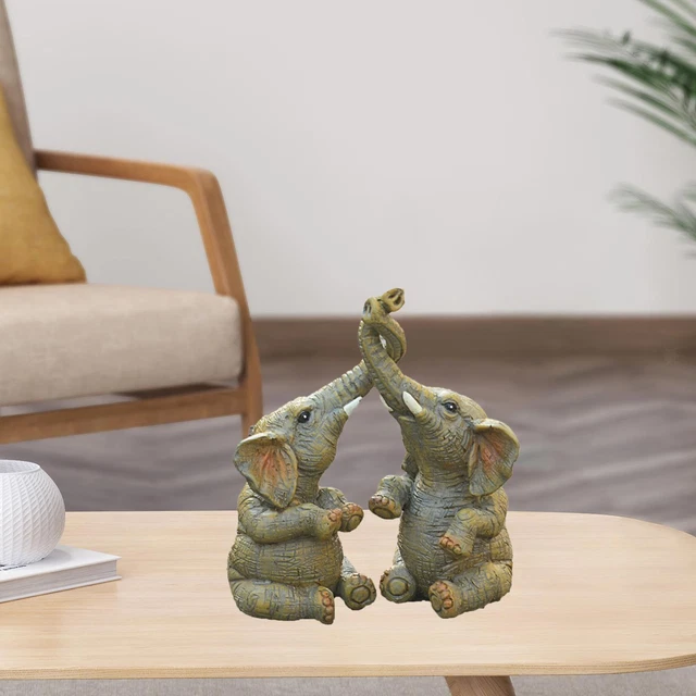 Creative Couple Éléphant Statue Sculptures Figurines Art Artisanat Résine