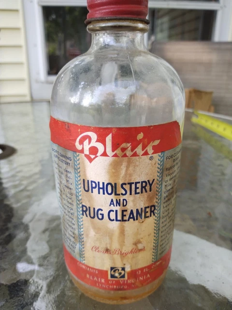 Vintage Antique Blair Upholstery And Rug Cleaner 12 Ounce Glass Bottle