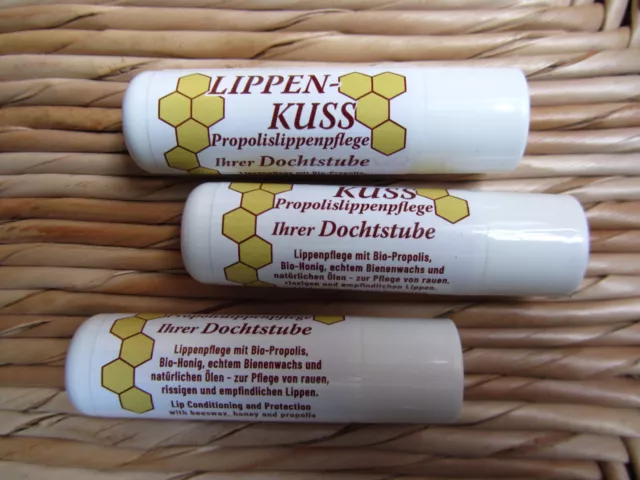 3x Propolis Natur Lippenpflege mit Bienenwachs Lippen Balsam Pflegestift Stift